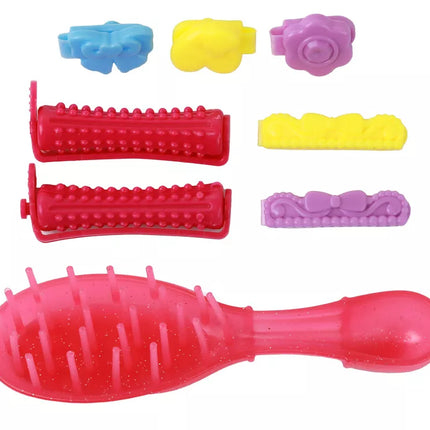 Anlily lėlės ilgais šviesiais plaukais, šukuosenų modeliavimas