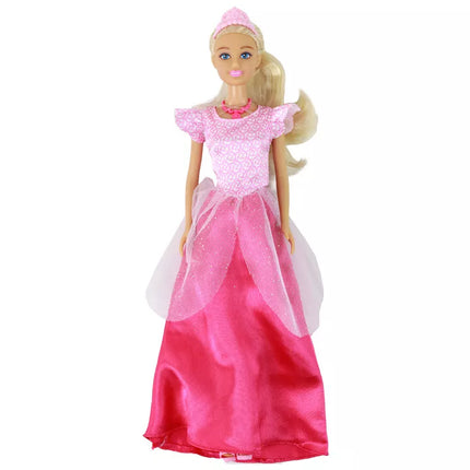 Vaikiška lėlė Anlily princesė ilgais šviesiais plaukais, su tiara ir rožine suknele