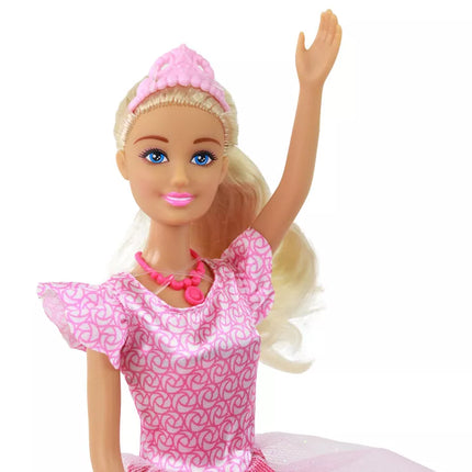 Vaikiška lėlė Anlily princesė ilgais šviesiais plaukais, su tiara ir rožine suknele