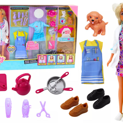 Anlily lėlė 4in1 Gydytoja Kirpėja Virėja Gyvūnai Drabužiai Aksesuarai