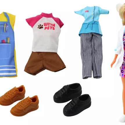 Anlily lėlė 4in1 Gydytoja Kirpėja Virėja Gyvūnai Drabužiai Aksesuarai