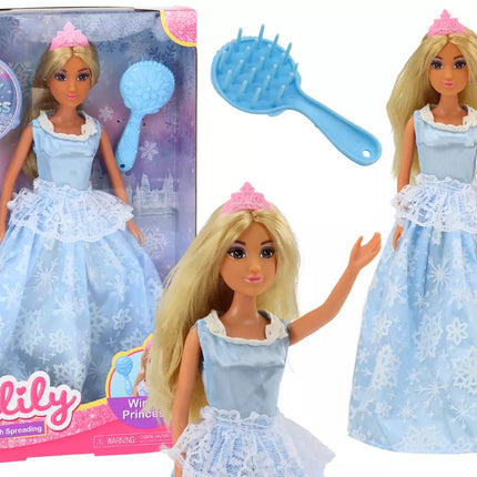 Anlily Ledo Karalienės Mėlyna Suknelė Lėlė su Šepetėliu Snaige