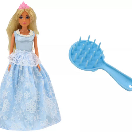 Anlily Ledo Karalienės Mėlyna Suknelė Lėlė su Šepetėliu Snaige