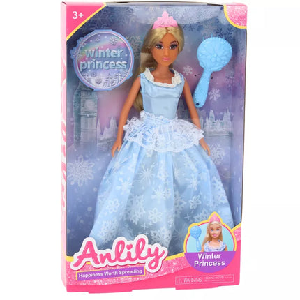 Anlily Ledo Karalienės Mėlyna Suknelė Lėlė su Šepetėliu Snaige