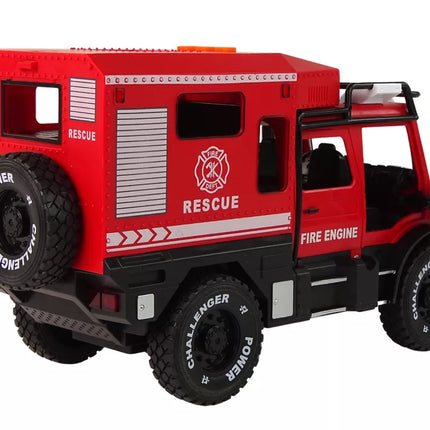 Visureigis ugniagesių automobilis raudonas atidaromos durys garsai šviesos