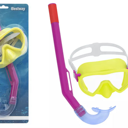 Geltona ir rožinė nardymo kaukė su vamzdeliu Bestway 24036