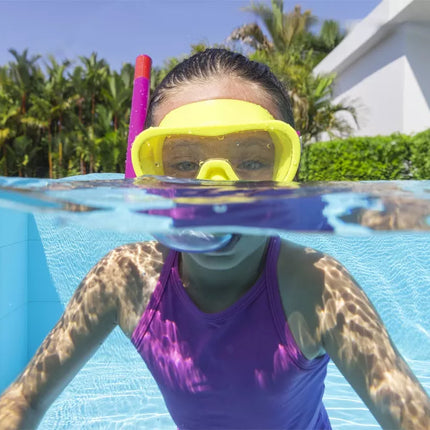 Geltona ir rožinė nardymo kaukė su vamzdeliu Bestway 24036