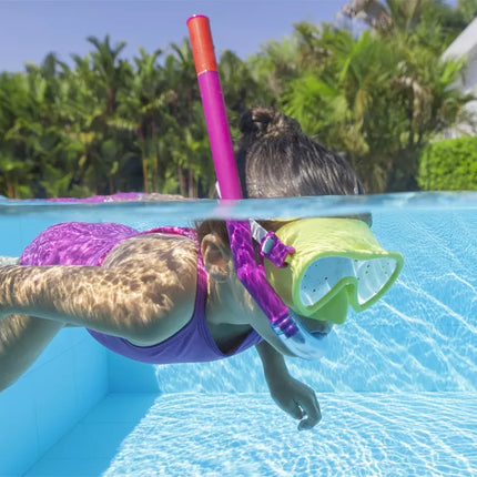 Geltona ir rožinė nardymo kaukė su vamzdeliu Bestway 24036