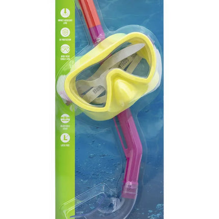Geltona ir rožinė nardymo kaukė su vamzdeliu Bestway 24036
