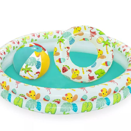 Rinkinys: Pripučiamas baseinas 3in1 kamuolys, ratas 122 x 20 cm Bestway 51124