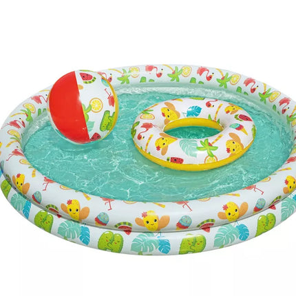 Rinkinys: Pripučiamas baseinas 3in1 kamuolys, ratas 122 x 20 cm Bestway 51124