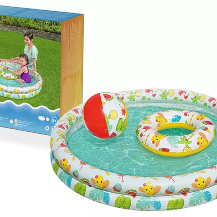 Rinkinys: Pripučiamas baseinas 3in1 kamuolys, ratas 122 x 20 cm Bestway 51124
