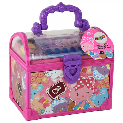 Grožio rinkinys rožiniame dėkle "Pasidaryk pats" makiažas nagų aksesuarai