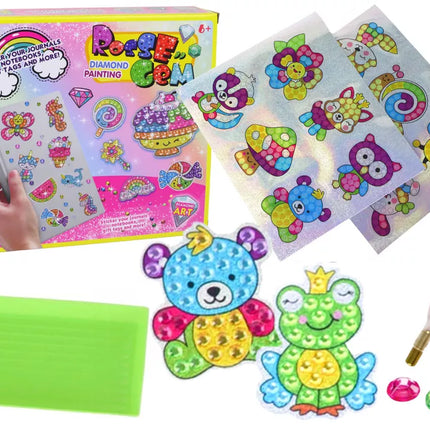 "Pasidaryk pats deimantinių lipdukų rinkinys, spalvingi lipdukai su gyvūnais"