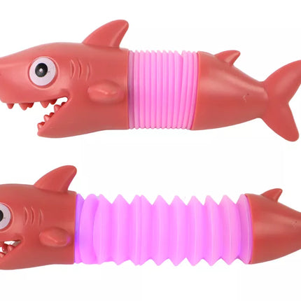 Šviečiantis antistresinis žaislas – ryklio formos tampomasis vamzdelis