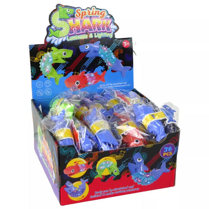 Šviečiantis antistresinis žaislas – ryklio formos tampomasis vamzdelis