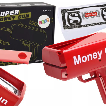 Raudonas pinigų šaudymo pistoletas paleidiklis