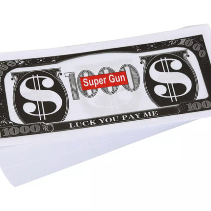 Raudonas pinigų šaudymo pistoletas paleidiklis