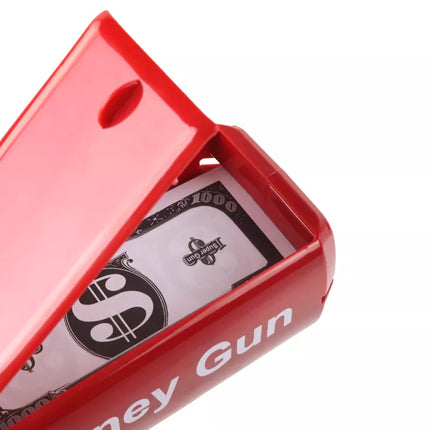 Raudonas pinigų šaudymo pistoletas paleidiklis