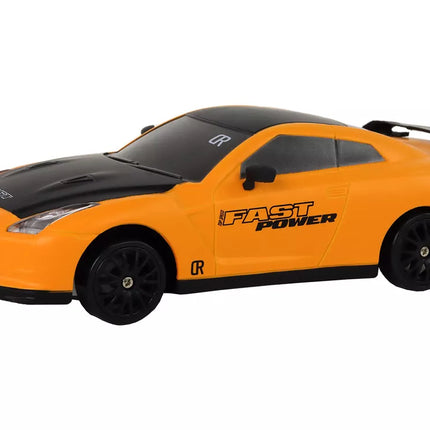 Nuotoliniu būdu valdomas sportinis automobilis R/C 1:24 geltonas su keičiamais ratais
