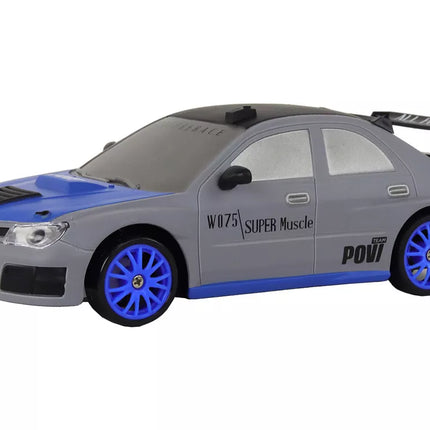 Nuotoliniu būdu valdomas sportinis automobilis R/C 1:24 pilkas su keičiamais ratais