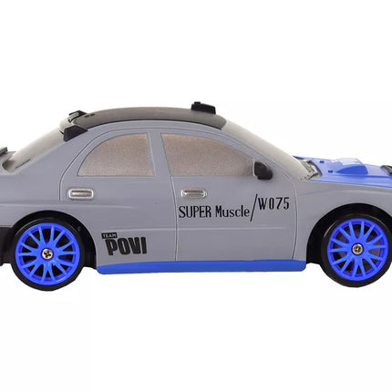 Nuotoliniu būdu valdomas sportinis automobilis R/C 1:24 pilkas su keičiamais ratais