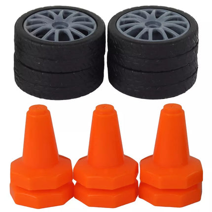 Nuotoliniu būdu valdomas sportinis automobilis R/C 1:24 pilkas su keičiamais ratais