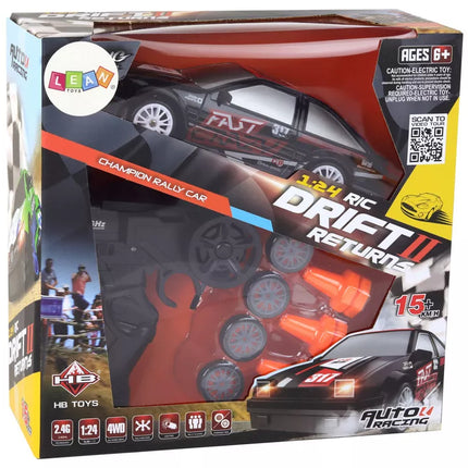 Nuotoliniu būdu valdomas sportinis automobilis R/C 1:24 Juodas su keičiamais ratais