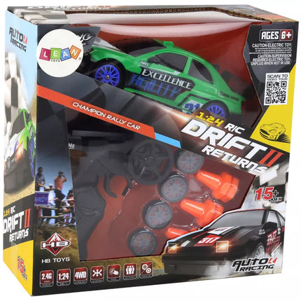 Nuotoliniu būdu valdomas sportinis automobilis R/C 1:24 Žalias Su keičiamais ratais