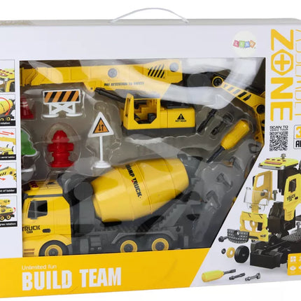 Konstrukcinių transporto priemonių garsas ir šviesa 1:12 „pasidaryk pats“ betono maišyklė kranas ekskavatorius