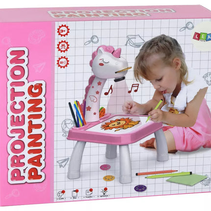 Vienaragio projektoriaus piešimo lenta-stalas, rožinė