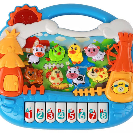 Edukacinis pianinas "Mokomės anglų kalbos kaimelio tema su gyvūnais"