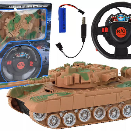 Nuotoliniu būdu valdomas R/C tankas su šviesomis, garsais ir smėliu 1:18 27MHz