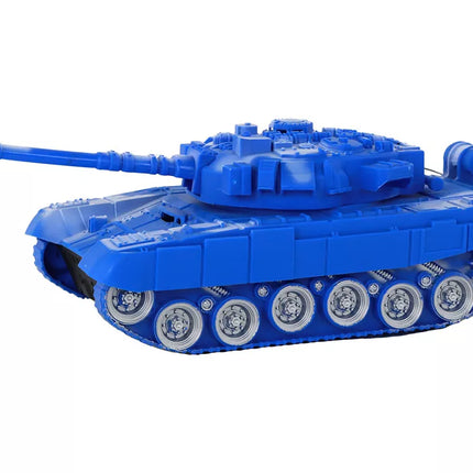 Radijo bangomis valdomas tankas su nuotoliniu valdymu, šviesomis ir garsu, mėlynas, 1:18, 27MHz