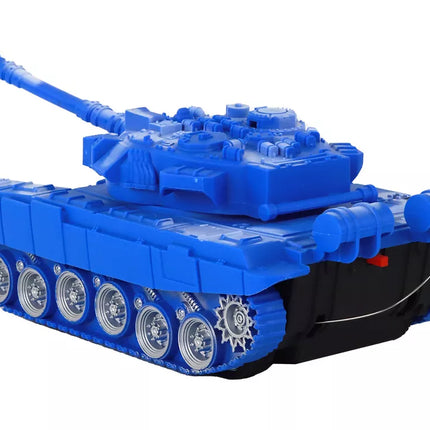 Radijo bangomis valdomas tankas su nuotoliniu valdymu, šviesomis ir garsu, mėlynas, 1:18, 27MHz