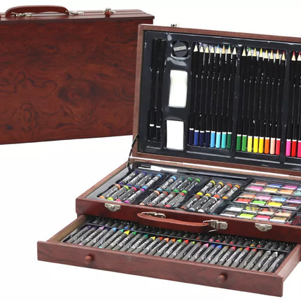 Meno rinkinys mediniame lagamine Kreidelės Pastelės Dažai