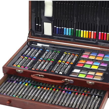 Meno rinkinys mediniame lagamine Kreidelės Pastelės Dažai