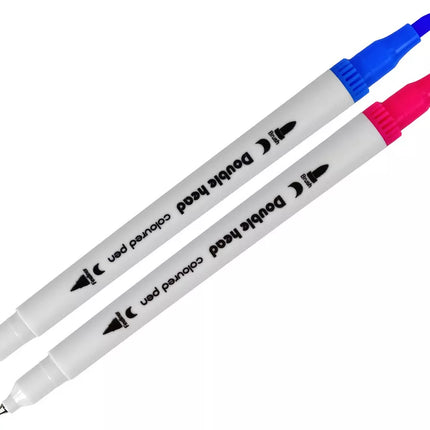 12 dvipusių skirtingų spalvų žymeklių rinkinys su dėklu