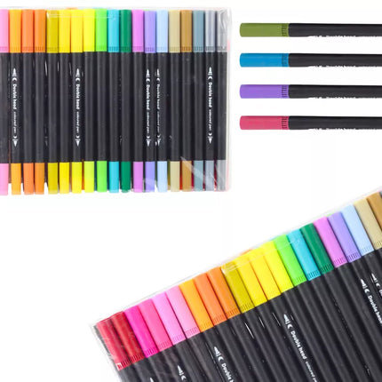 48 dvipusių įvairių spalvų žymeklių rinkinys su dėklu