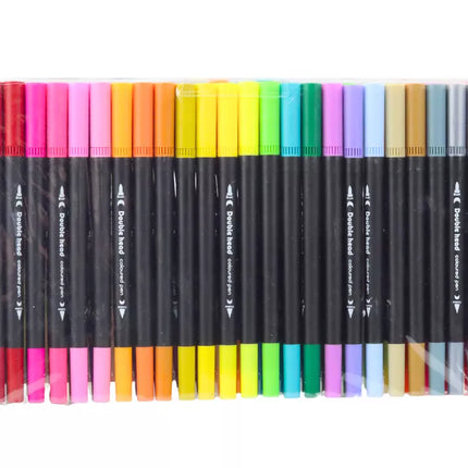 48 dvipusių įvairių spalvų žymeklių rinkinys su dėklu