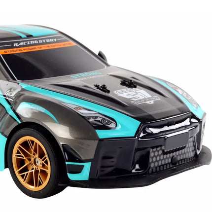 Didelis nuotoliniu būdu valdomas sportinis automobilis 1:10 turkio ir juodos spalvos