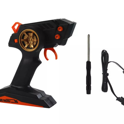 Didelis nuotoliniu būdu valdomas sportinis automobilis 1:10 turkio ir juodos spalvos