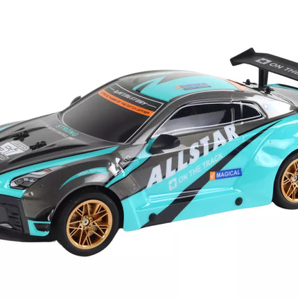 Didelis nuotoliniu būdu valdomas sportinis automobilis 1:10 turkio ir juodos spalvos