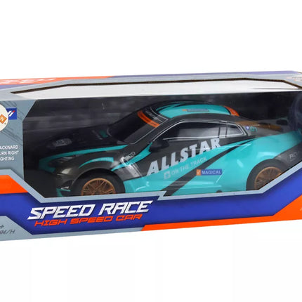 Didelis nuotoliniu būdu valdomas sportinis automobilis 1:10 turkio ir juodos spalvos