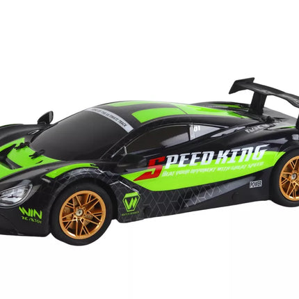 Didelis nuotoliniu būdu valdomas sportinis automobilis 1:10, žalias ir juodas