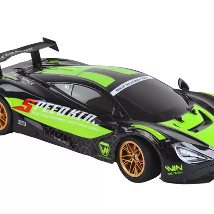 Didelis nuotoliniu būdu valdomas sportinis automobilis 1:10, žalias ir juodas