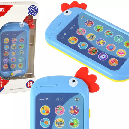 Edukacinis telefonas, skirtas mokytis anglų kalbos, vištos "Wac A Mole", mėlynas