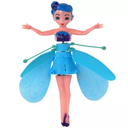 Magija valdoma ranka mėlyna fėja skraidanti lėlė