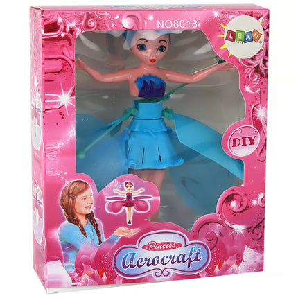 Magija valdoma ranka mėlyna fėja skraidanti lėlė