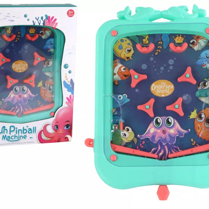 Miniatiūrinis pinball arkadinis žaidimas su žaliu kamuoliuku